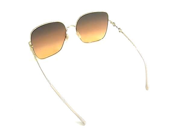 GUCCI グッチ アイウェア ホースビット スクエアフレーム サングラス GG0879S ゴールド系 メタル メンズ 美品