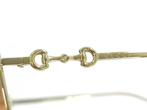 GUCCI グッチ アイウェア ホースビット スクエアフレーム サングラス GG0879S ゴールド系 メタル メンズ 美品