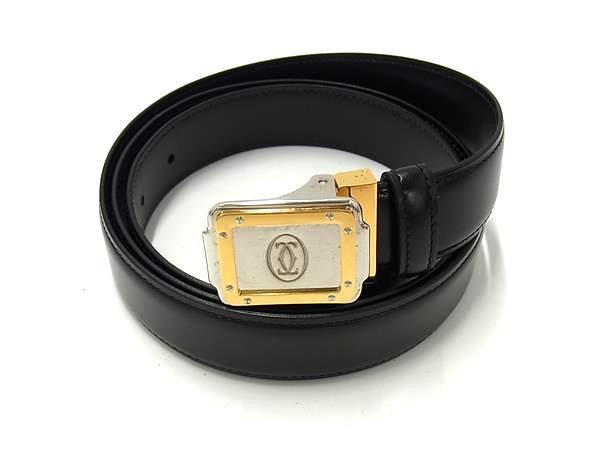 Cartier カルティエ ベルト サントス ブラック レザー メンズ 超美品