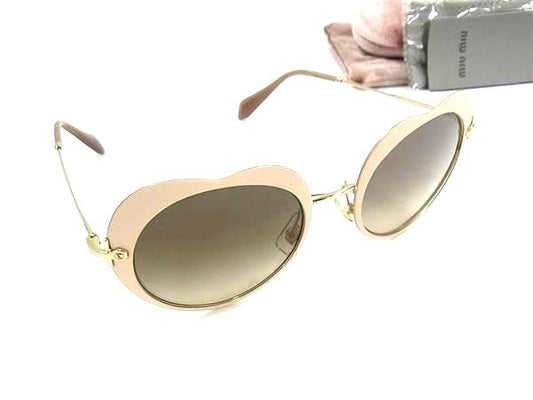 miumiu ミュウミュウ アイウェア ハート サングラス SMU54R ピンクベージュ系 ゴールド メタル プラスチック レディース 超美品