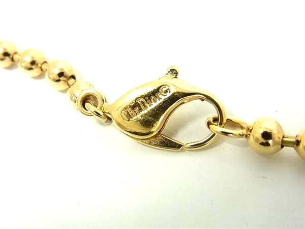 ChristianDior クリスチャンディオール ネックレス ヴィンテージ ゴールド シルバー メタル ラインストーン レディース ボール 鞠型 美品