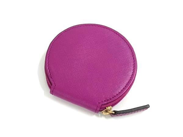 Salvatore Ferragamo フェラガモ コインケース ダブルガンチーニ 22 B203 パープル系 レザー レディース ラウンドファスナー ゴールド金具 美品