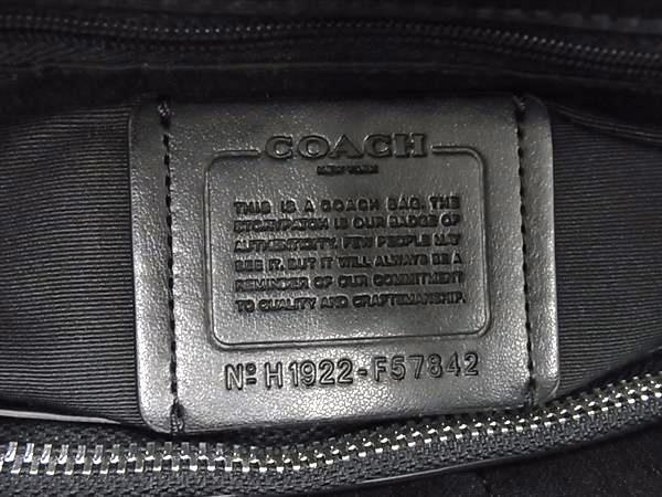 COACH コーチ トートバッグ シグネチャー ドローストリング キャリーオール F57842 ブラック系 PVC×レザー レディース シルバー金具 超美品