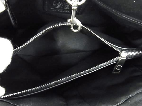 COACH コーチ トートバッグ シグネチャー ドローストリング キャリーオール F57842 ブラック系 PVC×レザー レディース シルバー金具 超美品