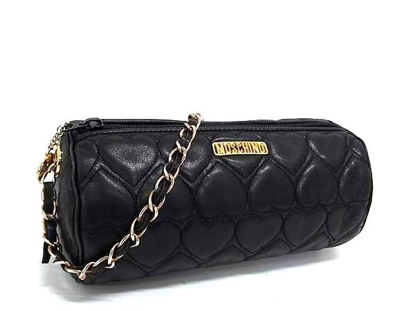 MOSCHINO モスキーノ ショルダーバッグ ブラック ゴールド レザー レディース ハート