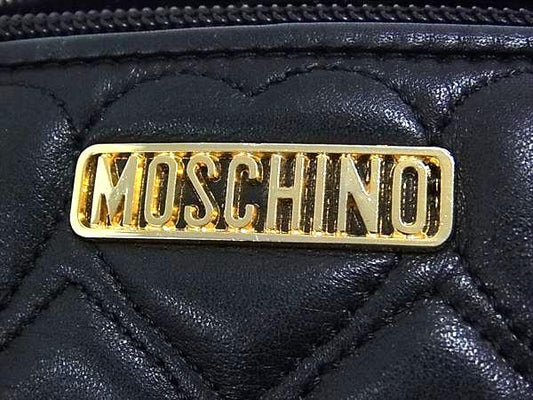 MOSCHINO モスキーノ ショルダーバッグ ブラック ゴールド レザー レディース ハート
