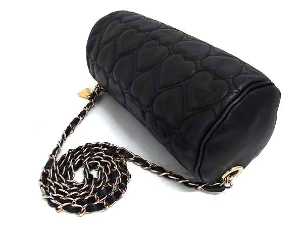 MOSCHINO モスキーノ ショルダーバッグ ブラック ゴールド レザー レディース ハート