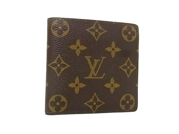 LOUIS VUITTON ルイヴィトン 二つ折り財布 モノグラム ポルトフォイユ マルコ M61675 ブラウン PVC レザー メンズ