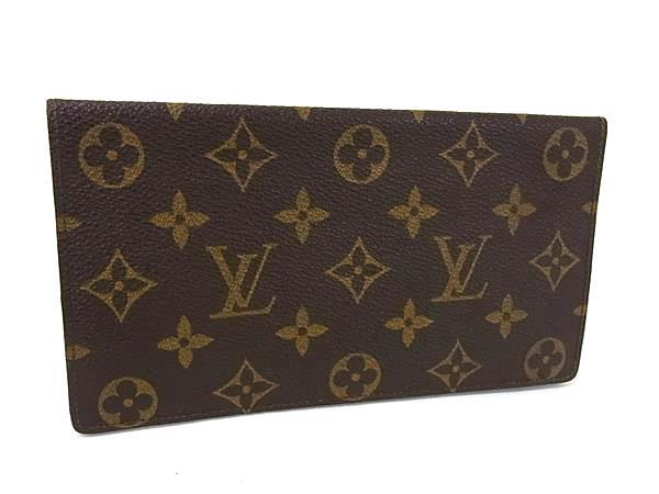 LOUIS VUITTON ルイヴィトン 長財布 モノグラム ポルト シェキエ ダブル M62223 ブラウン PVC レザー ユニセックス 二つ折り