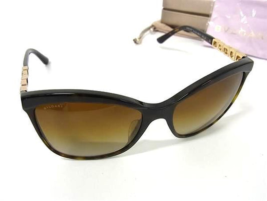 BVLGARI ブルガリ サングラス 8163BF ダークブラウン ブラウングラデーション プラスチック ユニセックス ラインストーン 美品