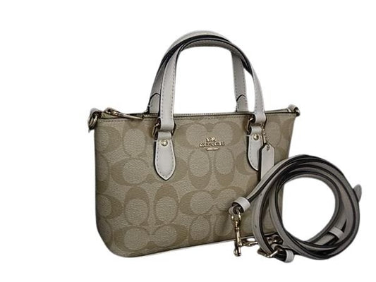 COACH コーチ ハンドバッグ シグネチャー CH468 ベージュ アイボリー PVC レザー レディース 2WAY ゴールド金具 新品未使用展示品