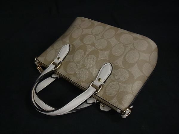 COACH コーチ ハンドバッグ シグネチャー CH468 ベージュ アイボリー PVC レザー レディース 2WAY ゴールド金具 新品未使用展示品