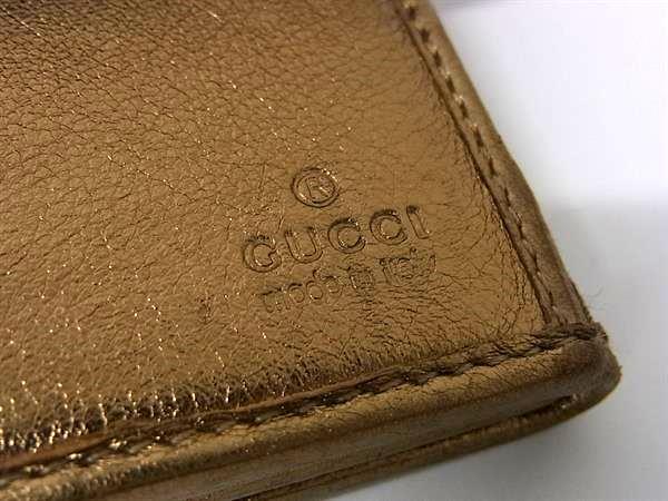 GUCCI グッチ 財布 アビー 141415 ゴールド ブラウン キャンバス レザー レディース GG柄 Wホック 二つ折り 財布 美品