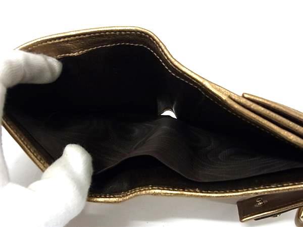 GUCCI グッチ 財布 アビー 141415 ゴールド ブラウン キャンバス レザー レディース GG柄 Wホック 二つ折り 財布 美品