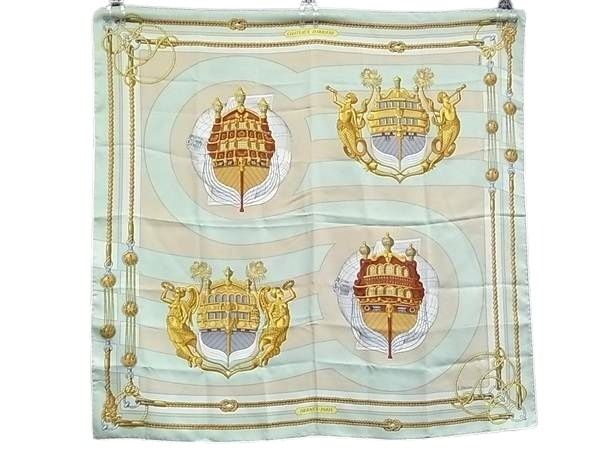HERMES エルメス スカーフ カレ90 マルチカラー シルク100% レディース CHATEAUX D'ARRIERE 艫飾り 美品