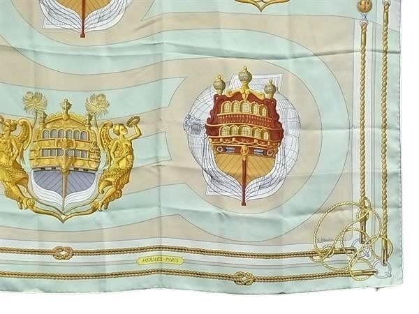HERMES エルメス スカーフ カレ90 マルチカラー シルク100% レディース CHATEAUX D'ARRIERE 艫飾り 美品