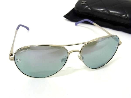 CHANEL シャネル サングラス ココマーク 4189 シルバー クリアブラウン メタル メンズ ミラーレンズ ティアドロップ 美品