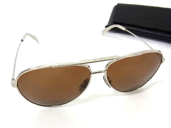 CELINE セリーヌ サングラス CL400620 シルバー クリアブラウン メタル メンズ ティアドロップ 美品