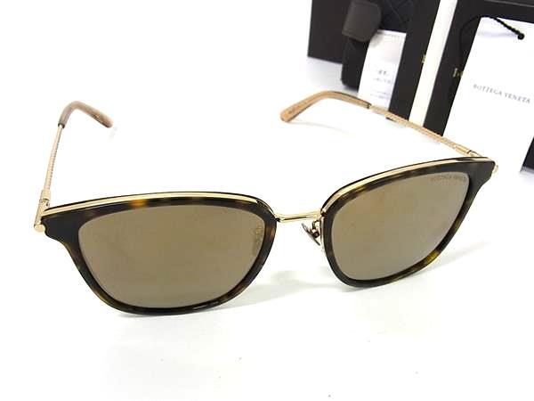 BOTTEGA VENETA ボッテガヴェネタ サングラス BV0261SK ブラウン クリアゴールド メタル ユニセックス ミラーレンズ べっ甲調 美品