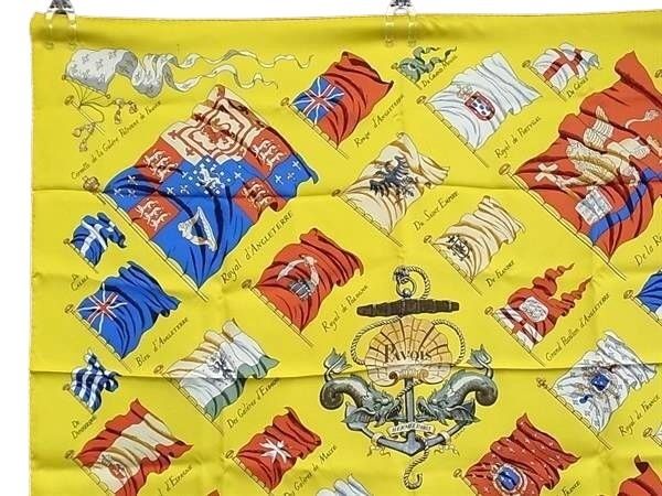 HERMES エルメス スカーフ カレ90 マルチカラー シルク100% レディース Pavois 船旗 美品
