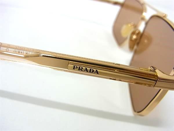 PRADA プラダ サングラス SPR A57 ゴールド クリアブラウン プラスチック ユニセックス 美品