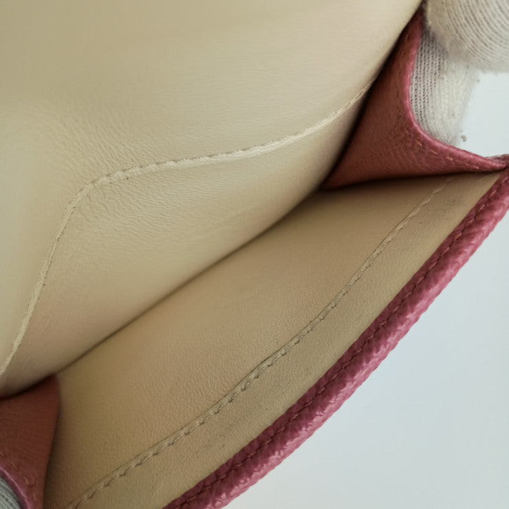 超美品 BVLGARI ブルガリ ブルガリ・ブルガリ 三つ折り財布 291021 BLUSH QUARTZ ピンク系 カーフレザー コンパクトウォレット ゴールド金具 ロゴクリップ