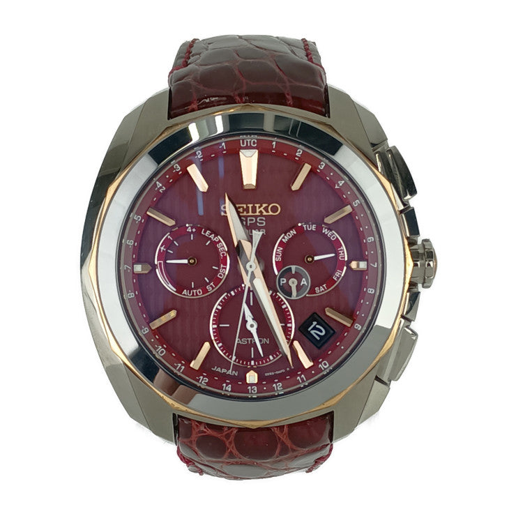 SEIKO セイコー メンズ腕時計 ASTRON アストロン レボリューションライン SBXC033 5X53-0AL0 シルバー ボルドー チタン クロコダイル メンズ GPS ソーラー電波 クロノグラフ