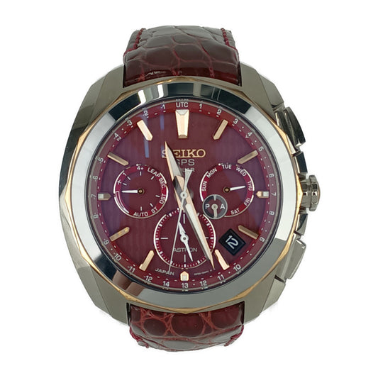 SEIKO セイコー メンズ腕時計 ASTRON アストロン レボリューションライン SBXC033 5X53-0AL0 シルバー ボルドー チタン クロコダイル メンズ GPS ソーラー電波 クロノグラフ
