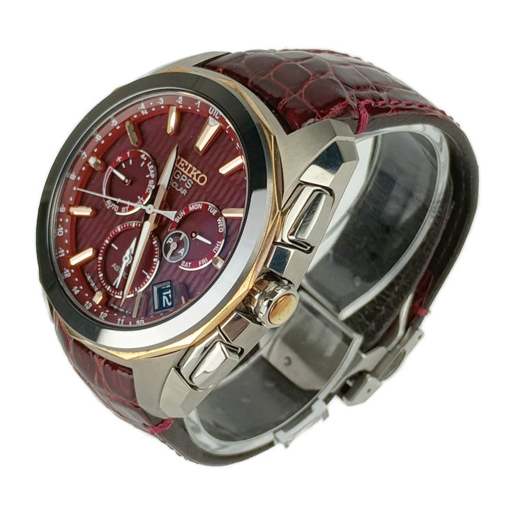 SEIKO セイコー メンズ腕時計 ASTRON アストロン レボリューションライン SBXC033 5X53-0AL0 シルバー ボルドー チタン クロコダイル メンズ GPS ソーラー電波 クロノグラフ