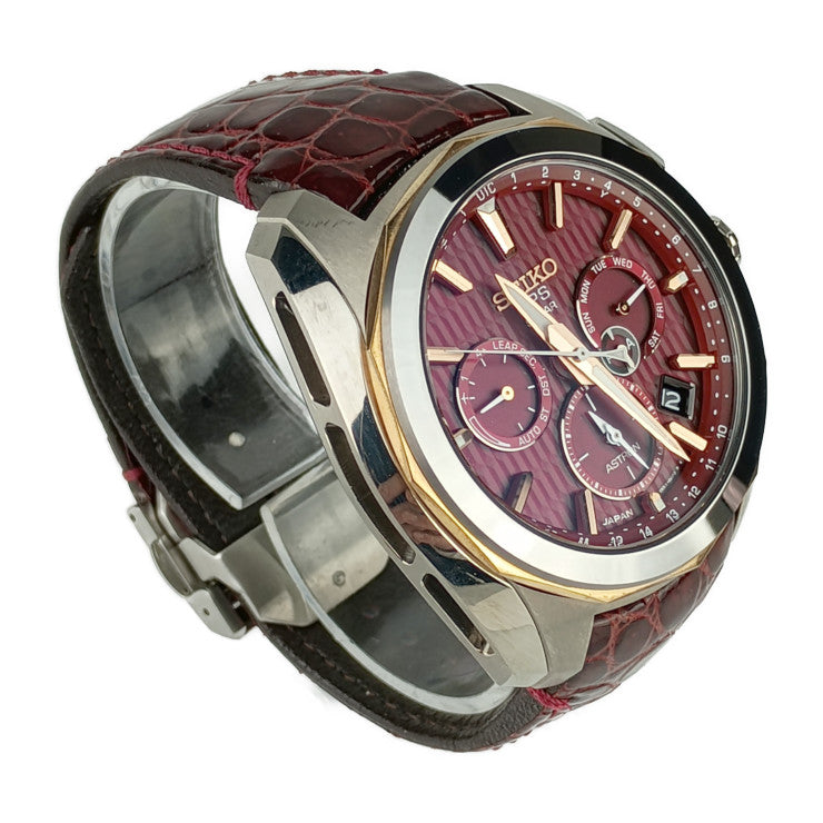 SEIKO セイコー メンズ腕時計 ASTRON アストロン レボリューションライン SBXC033 5X53-0AL0 シルバー ボルドー チタン クロコダイル メンズ GPS ソーラー電波 クロノグラフ