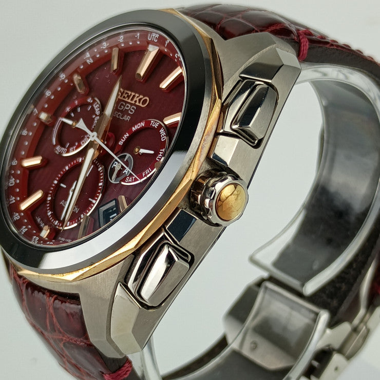 SEIKO セイコー メンズ腕時計 ASTRON アストロン レボリューションライン SBXC033 5X53-0AL0 シルバー ボルドー チタン クロコダイル メンズ GPS ソーラー電波 クロノグラフ