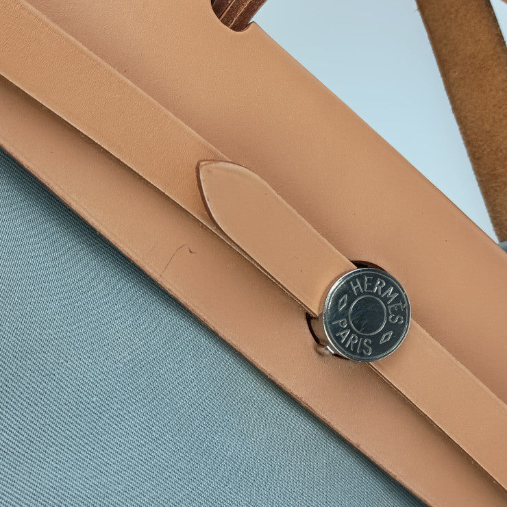 HERMES エルメス ハンドバッグ エールバッグ ジップPM - ライト ダスティ ブルー系 シルバー金具 トワルオフィシェ ヴァッシュハンター レディース 2WAY ショルダーバッグ □Q刻印