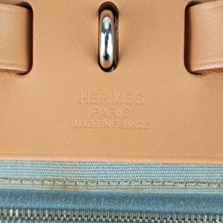 HERMES エルメス ハンドバッグ エールバッグ ジップPM - ライト ダスティ ブルー系 シルバー金具 トワルオフィシェ ヴァッシュハンター レディース 2WAY ショルダーバッグ □Q刻印