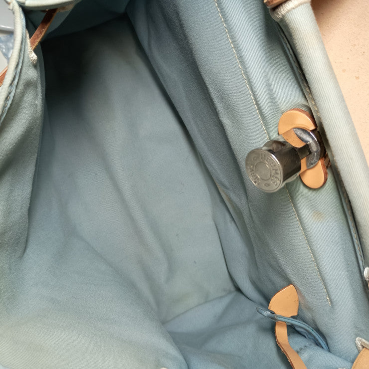 HERMES エルメス ハンドバッグ エールバッグ ジップPM - ライト ダスティ ブルー系 シルバー金具 トワルオフィシェ ヴァッシュハンター レディース 2WAY ショルダーバッグ □Q刻印