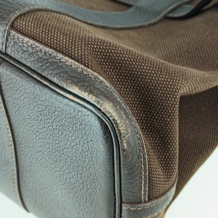 HERMES エルメス ハンドバッグ プティットサンチュール PM - ブラウン キャンバス レザー レディース トートバッグ □Ｊ刻印