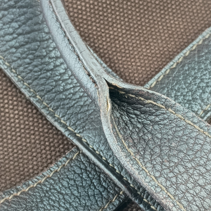 HERMES エルメス ハンドバッグ プティットサンチュール PM - ブラウン キャンバス レザー レディース トートバッグ □Ｊ刻印