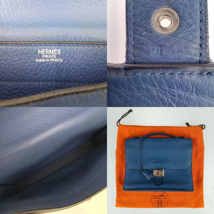HERMES エルメス ビジネスバッグ サックアデペッシュ27 - ブルー系 シルバー金具 トリヨンクレマンス メンズ ハンドバッグ □Ｊ刻印