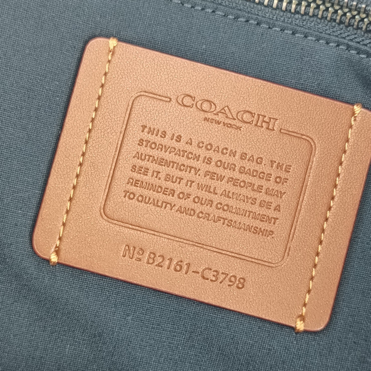 美品 COACH コーチ トートバッグ フィールド トート 40 C3798 ブルー系 キャンバス レザー ユニセックス 2WAY ショルダーバッグ ストライプ