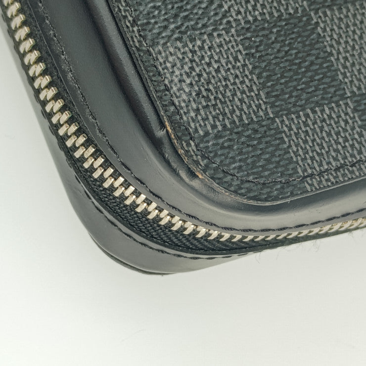 超美品 LOUIS VUITTON ルイ ヴィトン 長財布 ジッピー XL N41503 ブラック グレー シルバー金具 ダミエ・グラフィット キャンバス レザー メンズ ラウンドファスナー セカンドバッグ