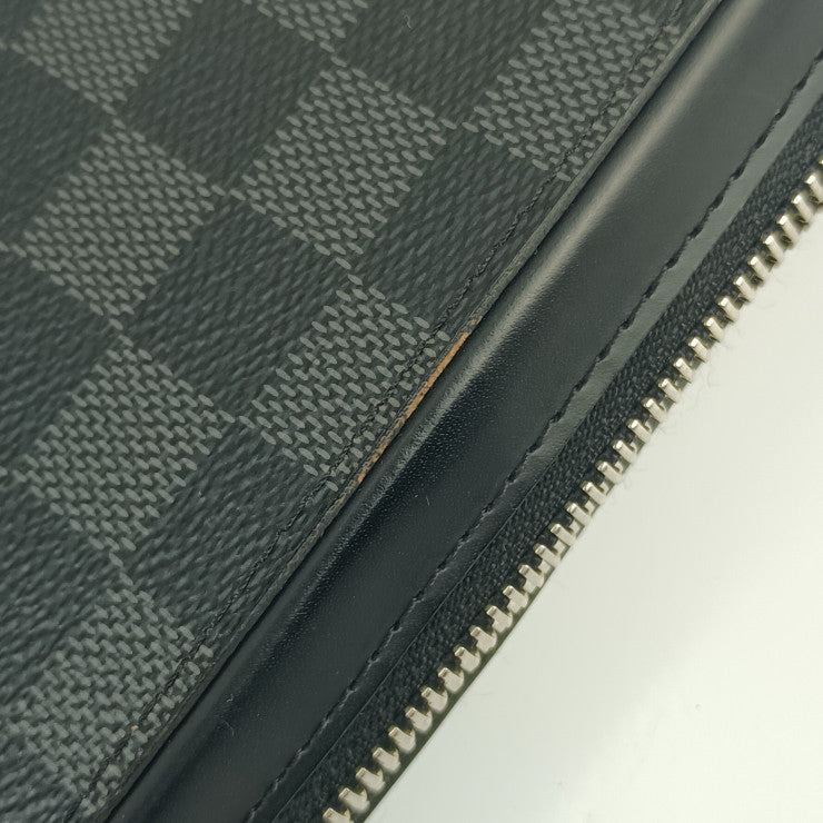 超美品 LOUIS VUITTON ルイ ヴィトン 長財布 ジッピー XL N41503 ブラック グレー シルバー金具 ダミエ・グラフィット キャンバス レザー メンズ ラウンドファスナー セカンドバッグ