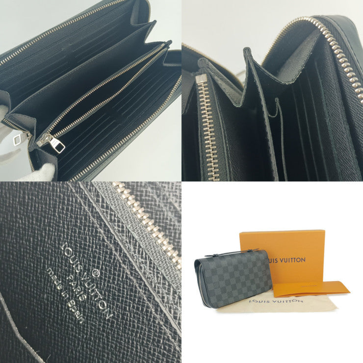 超美品 LOUIS VUITTON ルイ ヴィトン 長財布 ジッピー XL N41503 ブラック グレー シルバー金具 ダミエ・グラフィット キャンバス レザー メンズ ラウンドファスナー セカンドバッグ