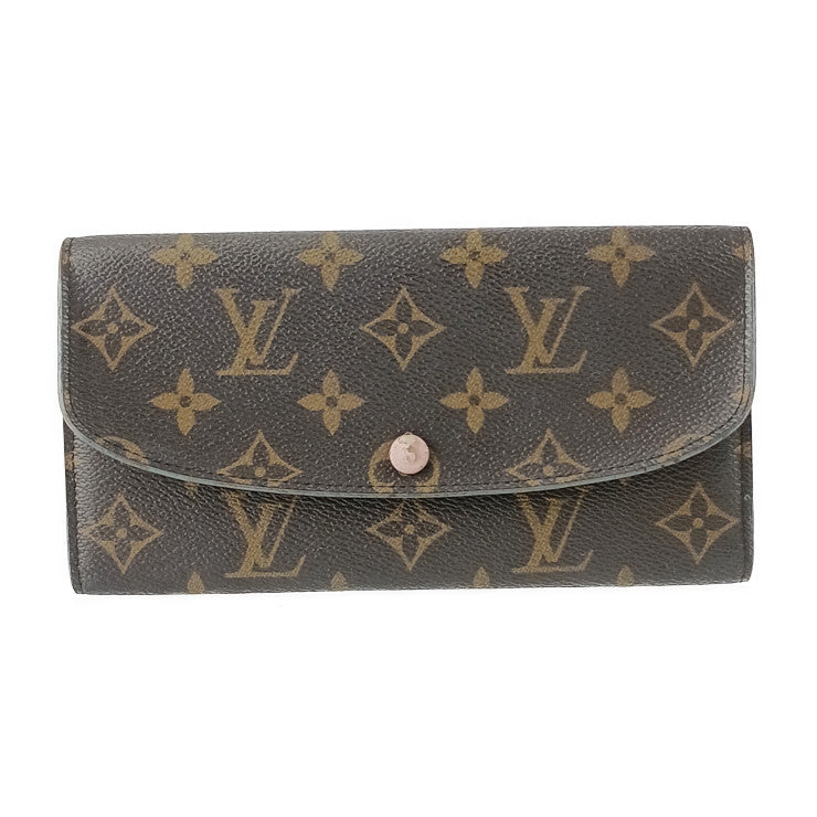 LOUIS VUITTON ルイヴィトン 長財布 モノグラム ポルトフォイユ エミリー M61289 ブラウン ピンク PVC レザー レディース ゴールド金具
