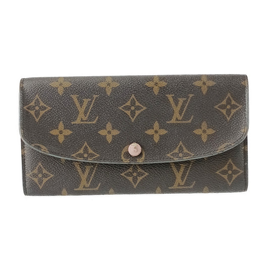 LOUIS VUITTON ルイヴィトン 長財布 モノグラム ポルトフォイユ エミリー M61289 ブラウン ピンク PVC レザー レディース ゴールド金具
