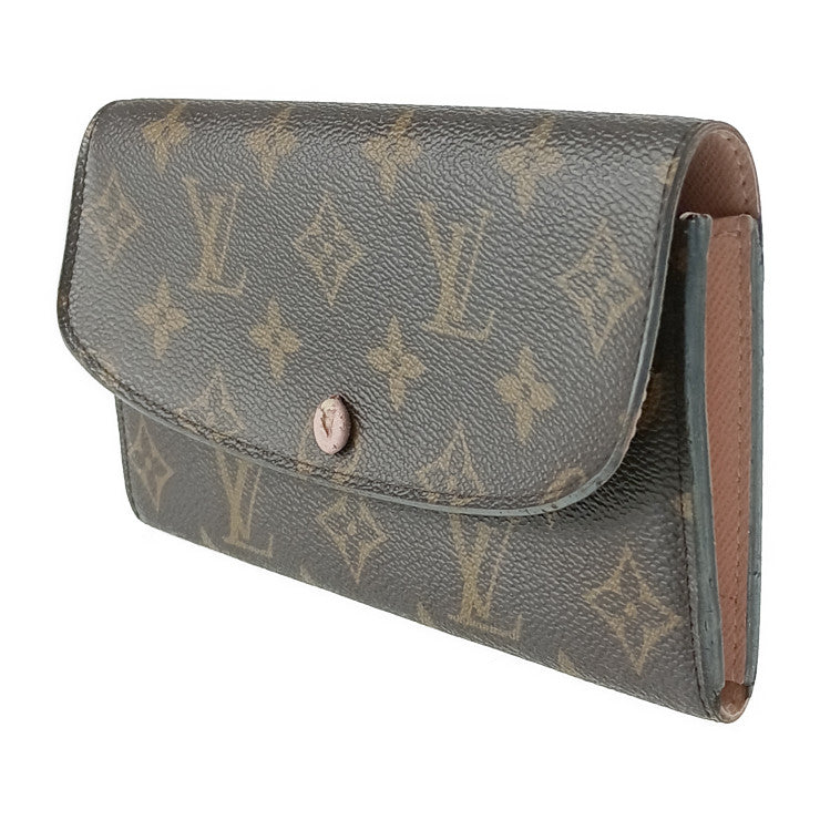 LOUIS VUITTON ルイヴィトン 長財布 モノグラム ポルトフォイユ エミリー M61289 ブラウン ピンク PVC レザー レディース ゴールド金具