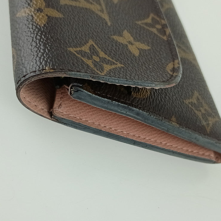 LOUIS VUITTON ルイヴィトン 長財布 モノグラム ポルトフォイユ エミリー M61289 ブラウン ピンク PVC レザー レディース ゴールド金具