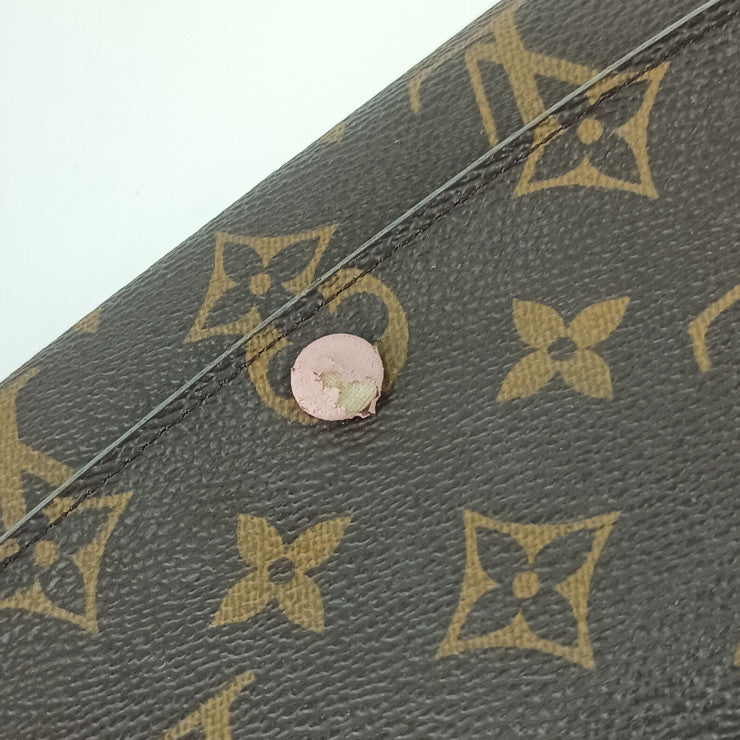 LOUIS VUITTON ルイヴィトン 長財布 モノグラム ポルトフォイユ エミリー M61289 ブラウン ピンク PVC レザー レディース ゴールド金具