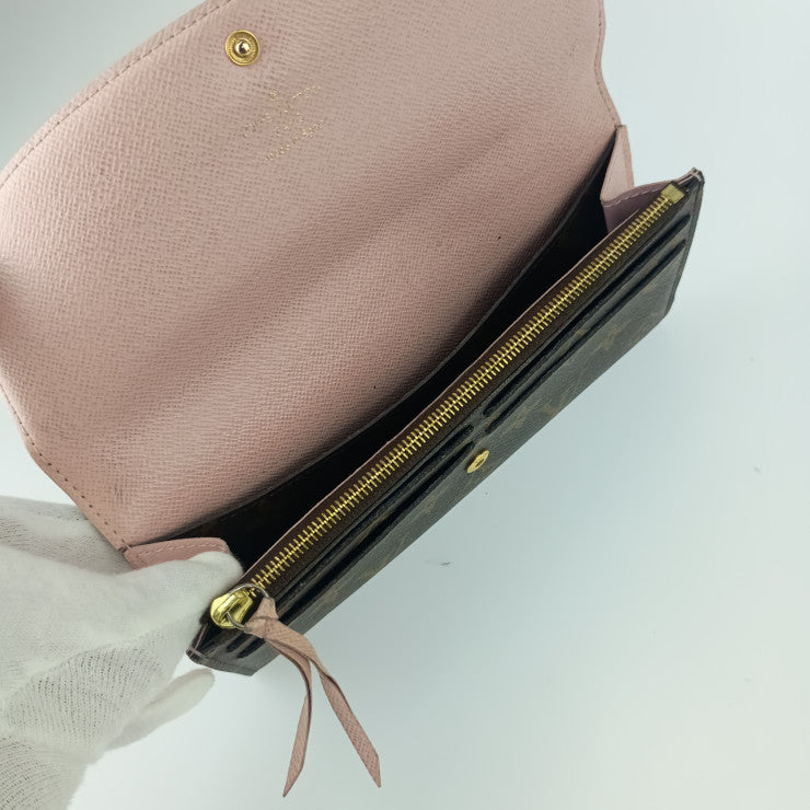 LOUIS VUITTON ルイヴィトン 長財布 モノグラム ポルトフォイユ エミリー M61289 ブラウン ピンク PVC レザー レディース ゴールド金具
