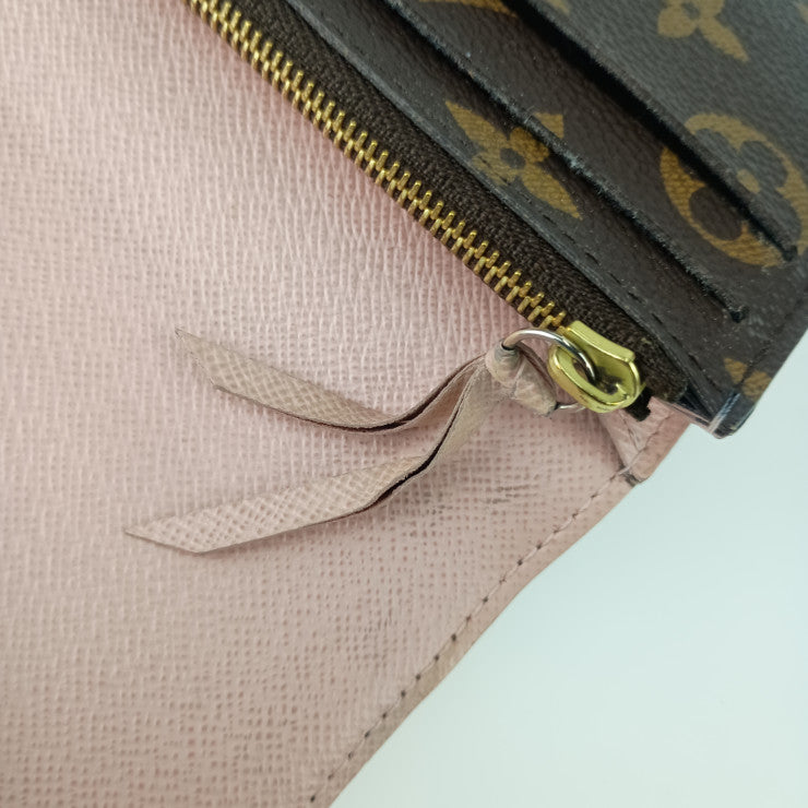 LOUIS VUITTON ルイヴィトン 長財布 モノグラム ポルトフォイユ エミリー M61289 ブラウン ピンク PVC レザー レディース ゴールド金具