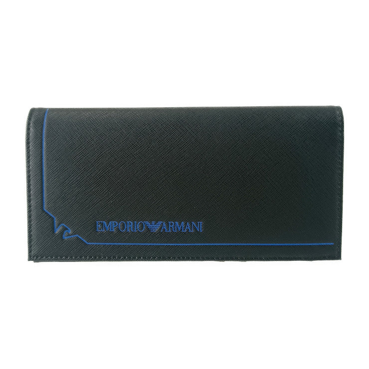 EMPORIO ARMANI エンポリオ アルマーニ 長財布 PORTA YEN WALLET Y4R170 Y731E ブラック ブルー リサイクルファイバー メンズ 二つ折り財布 新品未使用展示品