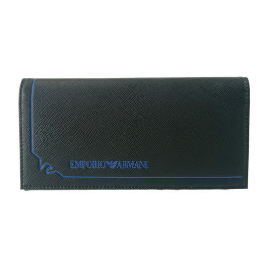 EMPORIO ARMANI エンポリオ アルマーニ 長財布 PORTA YEN WALLET Y4R170 Y731E ブラック ブルー リサイクルファイバー メンズ 二つ折り財布 新品未使用展示品